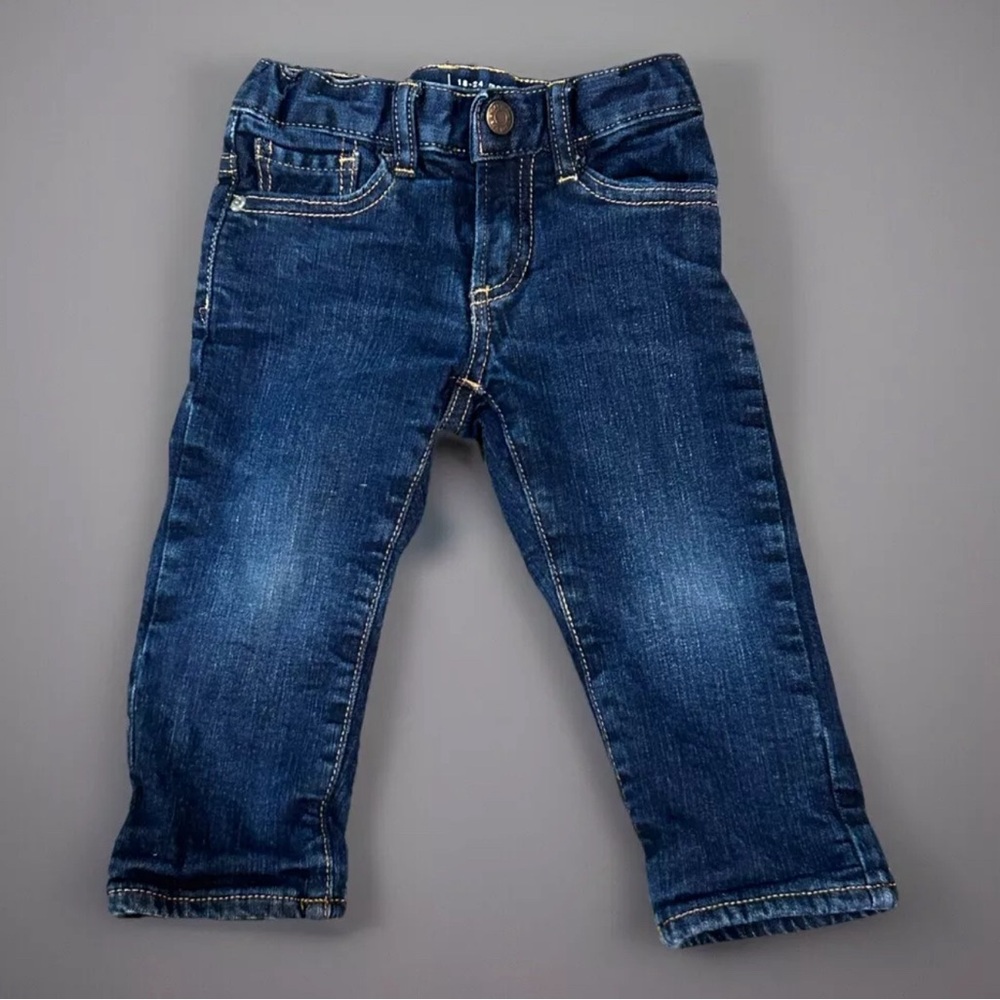 BABY GAP 1969 STRAIGHT DROIT JEANS SIZE 18-24 MONTHS ADJUSTABLE WAIST DARK WASH